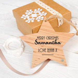 Personalised Christmas Hanging Star - PureEssenceGreetings 