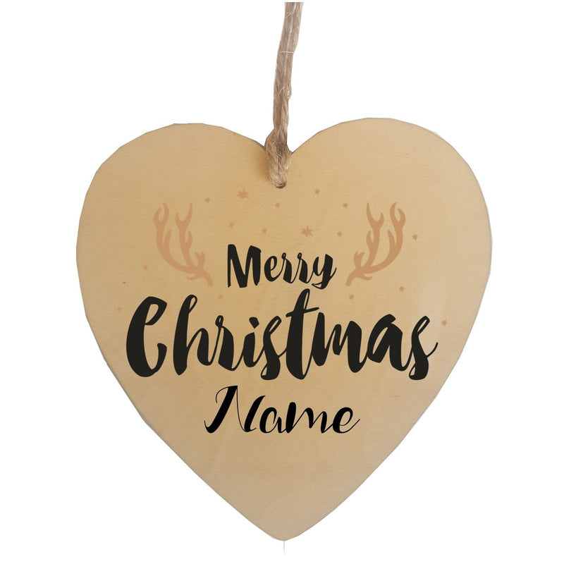 Merry Christmas Personalised Heart Decorations - PureEssenceGreetings