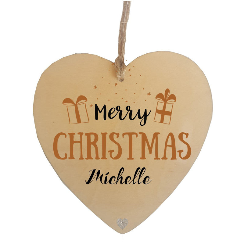 Merry Christmas Personalised Heart Decorations - PureEssenceGreetings