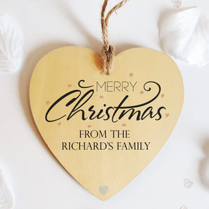Merry Christmas Personalised Heart Decorations - PureEssenceGreetings