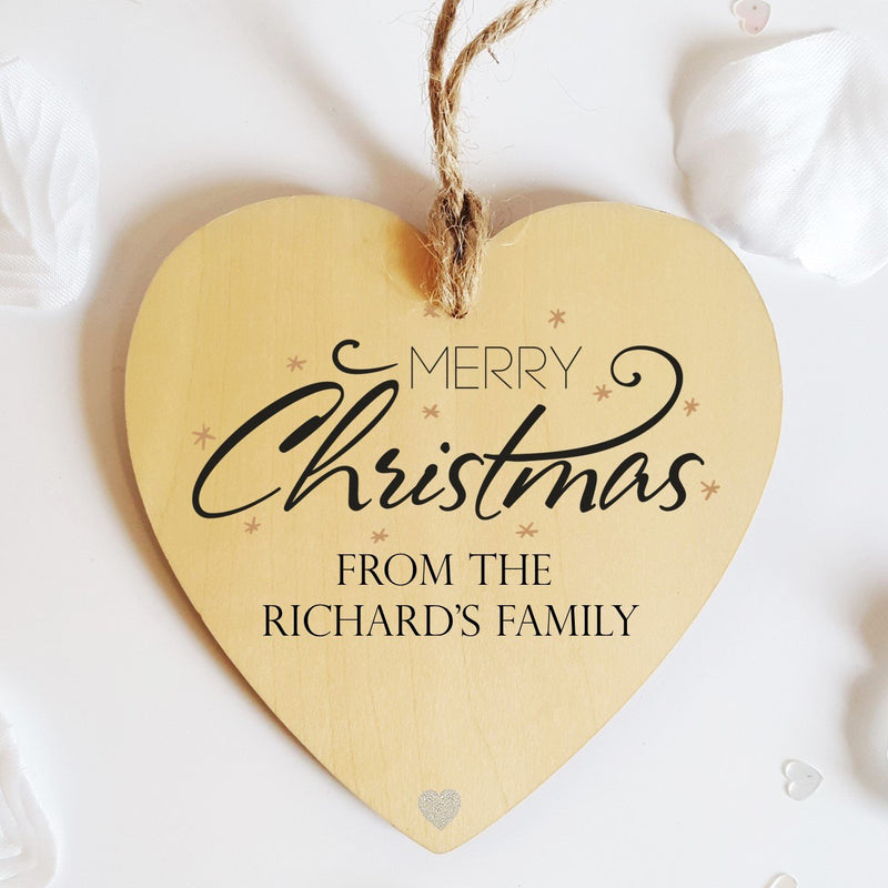 Merry Christmas Personalised Heart Decorations - PureEssenceGreetings