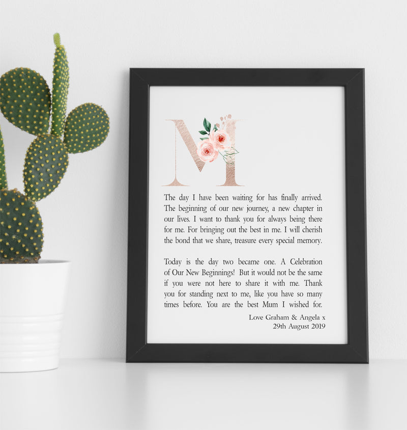 Framed Personalised Wedding Poem - Mother of the Bride | Mother of the Groom PureEssenceGreetings