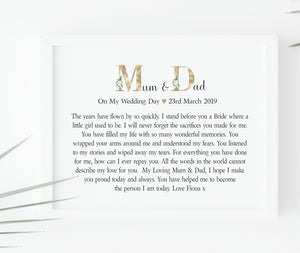 Mother and Father of the Bride Poem | From Daughter PureEssenceGreetings