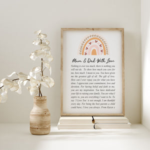 Mum & Dad Personalised Poem Print PureEssenceGreetings