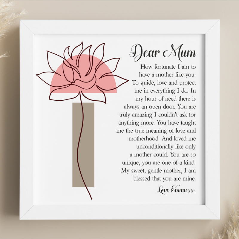 Wonderful Mother - Poem Personalised Print PureEssenceGreetings