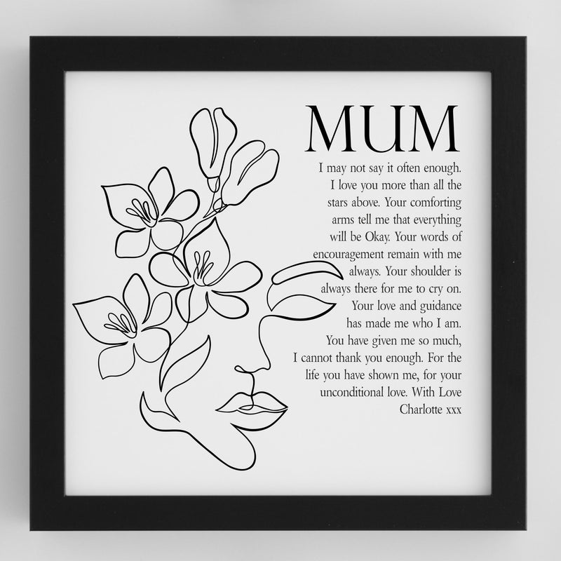 Personalised Mum Box Framed Poem | Unconditional Love PureEssenceGreetings