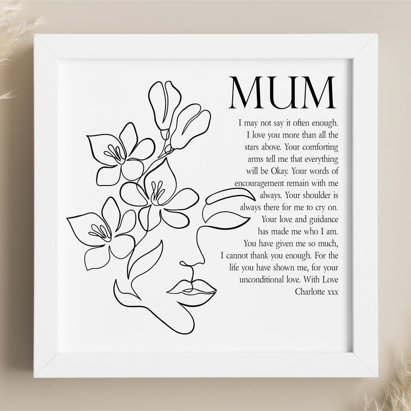 Personalised Mum Box Framed Poem | Unconditional Love PureEssenceGreetings