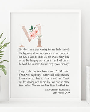 Framed Personalised Wedding Poem - Mother of the Bride | Mother of the Groom PureEssenceGreetings 