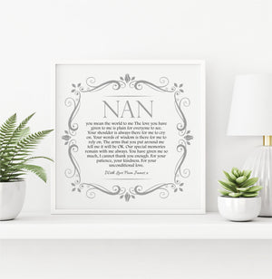 Nan Personalised Framed Poem PureEssenceGreetings