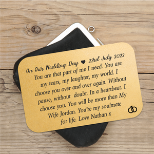 On Our Wedding Day Personalised Wallet Card PureEssenceGreetings