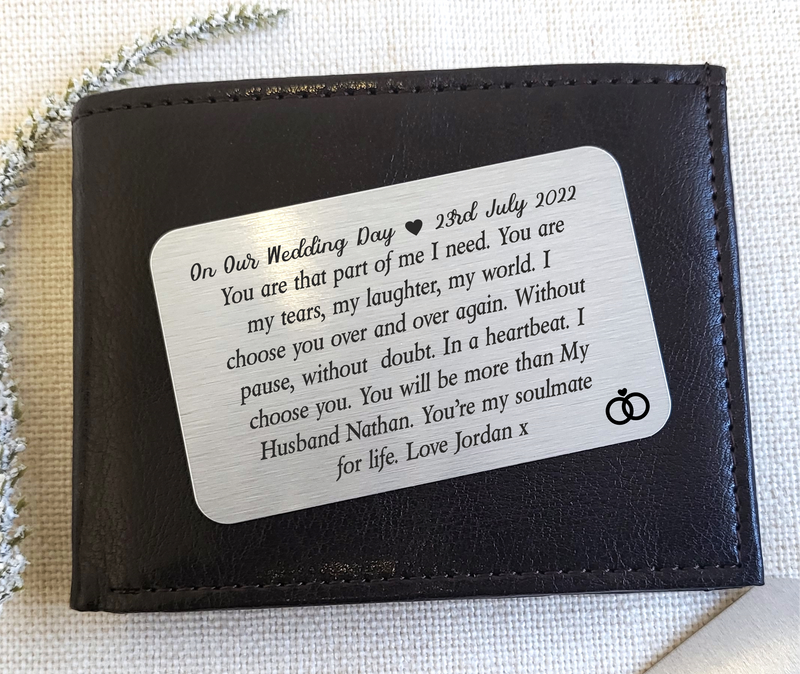 On Our Wedding Day Personalised Wallet Card PureEssenceGreetings