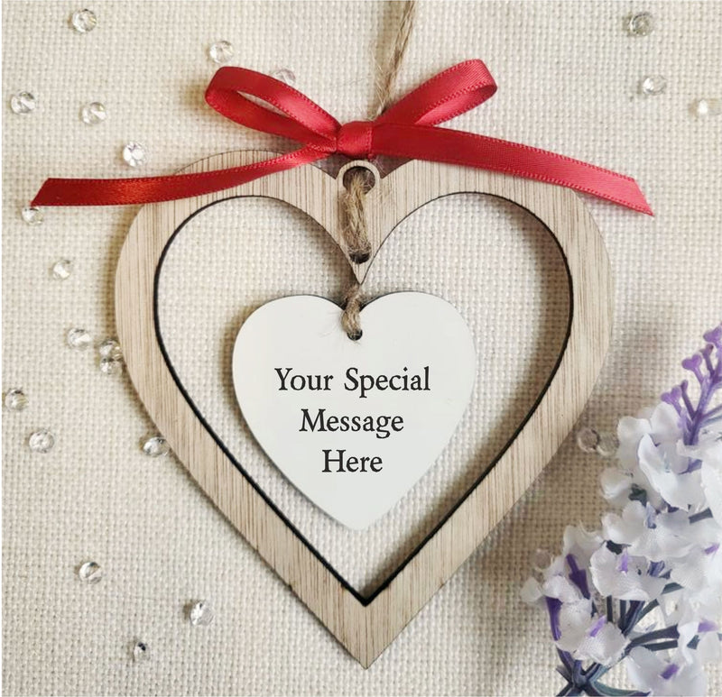 Double Heart Plaque Personalised Own Text PureEssenceGreetings