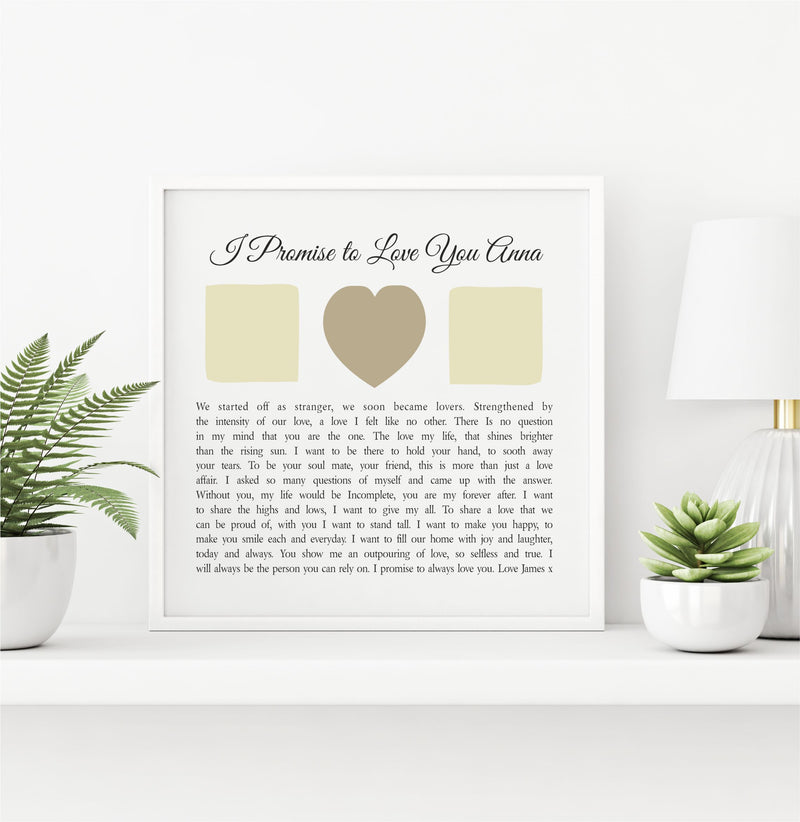 I Promise to Love You Framed Personalised Poem PureEssenceGreetings