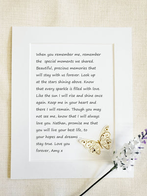 Memory Personalised Keepsake Card | When You Remember Me PureEssenceGreetings