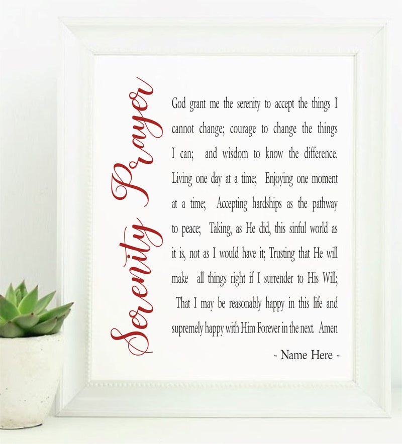 Serenity Prayer Framed Verse | Personalised
