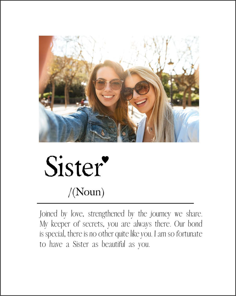 Sister Personalised Photo Framed Poem Print PureEssenceGreetings