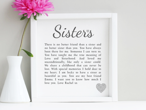 Sisters Personalised Box Frame Poem - PureEssenceGreetings