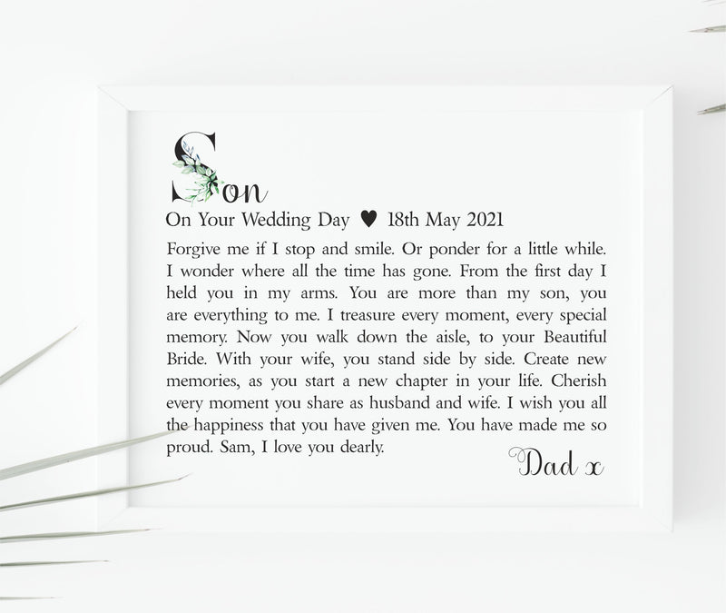 Son On Your Wedding Day Poem PureEssenceGreetings