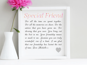 Special Friend Personalised Framed Poem - PureEssenceGreetings