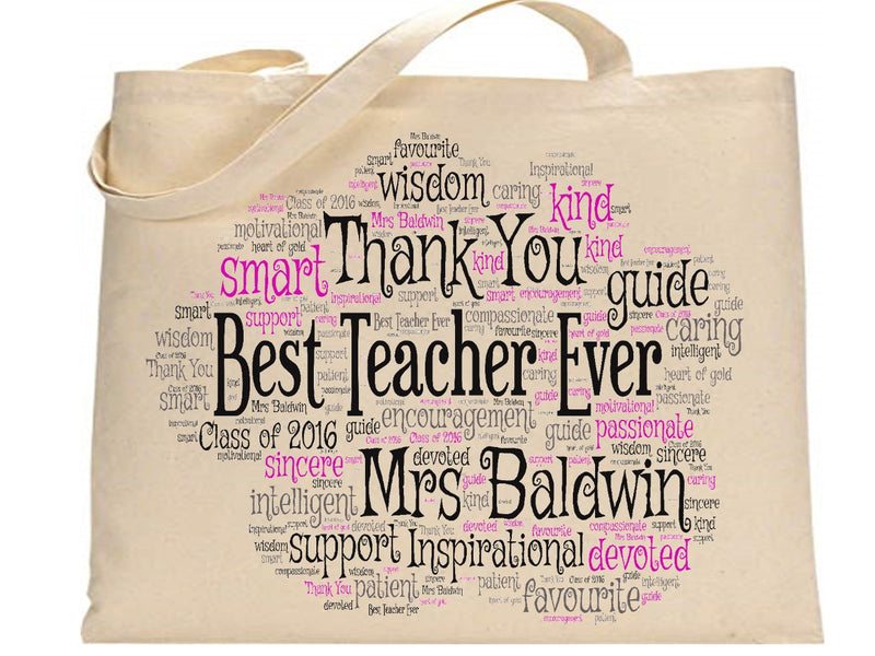 Personalised Word Art Teacher Bag PureEssenceGreetings