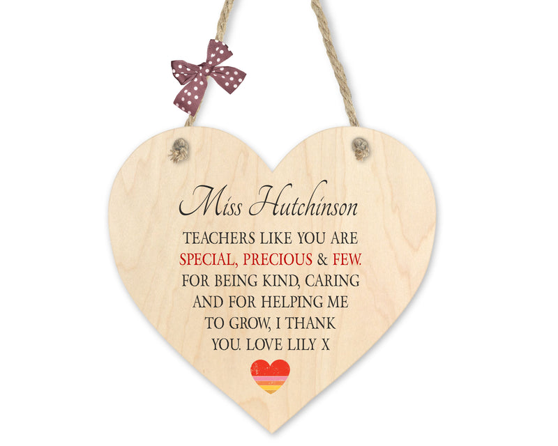 PRECIOUS & FEW Personalised Teacher Heart Plaque PureEssenceGreetings