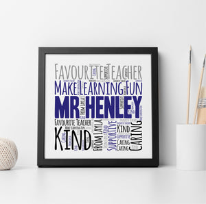 TEACHER Desktop Framed WordArt Print - Own Text PureEssenceGreetings