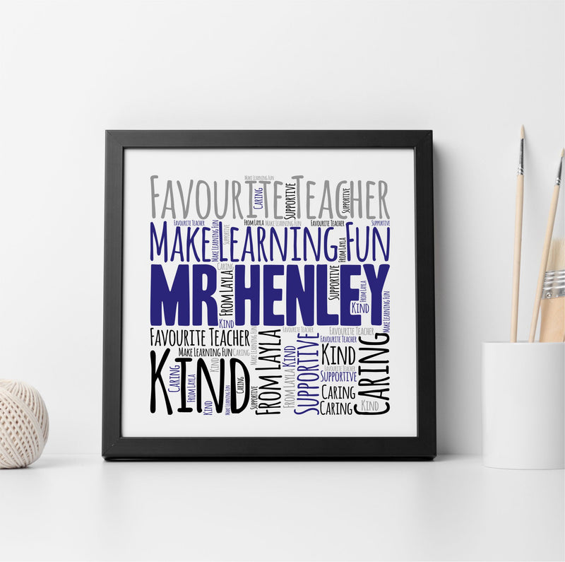 TEACHER Desktop Framed WordArt Print - Own Text PureEssenceGreetings