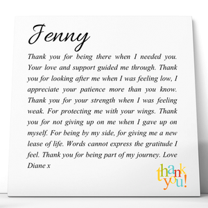 Thank You Personalised Ceramic Plaque - PureEssenceGreetings