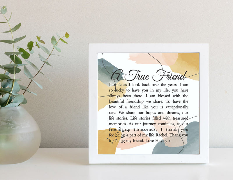 A True Friend - Personalised Framed Poem | Wall Art Print PureEssenceGreetings