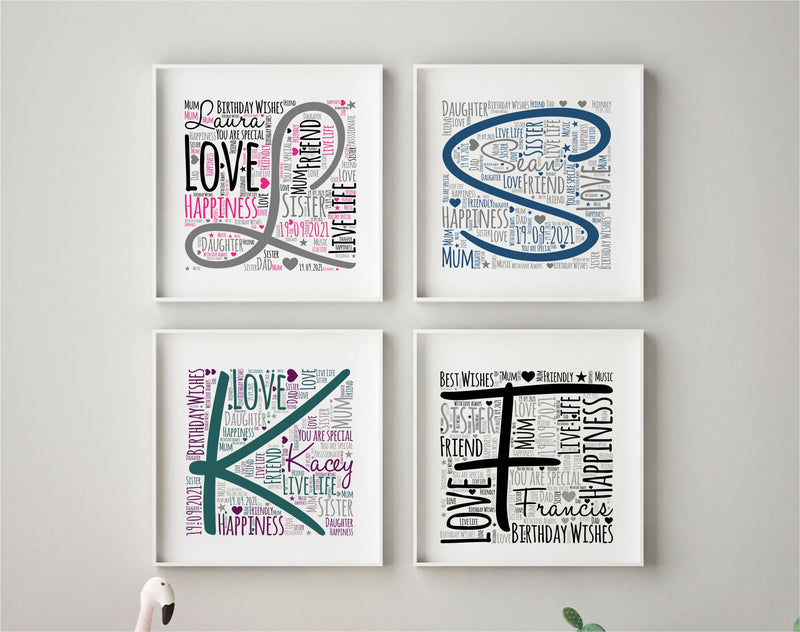 Initial Personalised WordArt Print PureEssenceGreetings