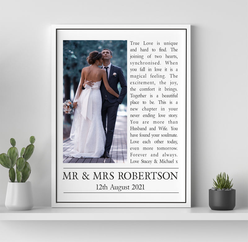 Photo Framed Wedding Day Personalised Poem PureEssenceGreetings