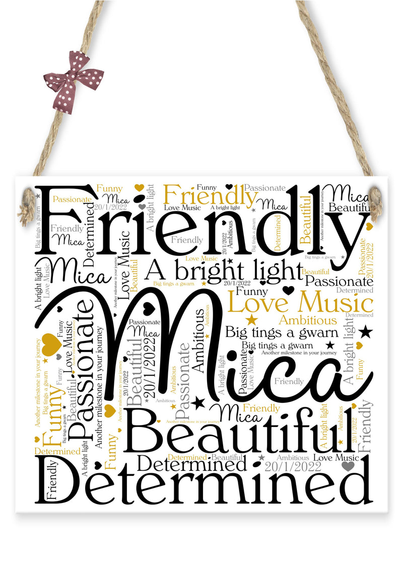 Personalised Word Art  Wooden Wall Plaque - Own Text PureEssenceGreetings 