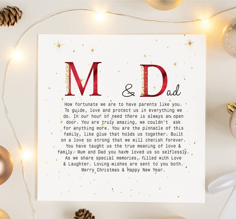 Mum & Dad Personalised Christmas Poem Card PureEssenceGreetings 