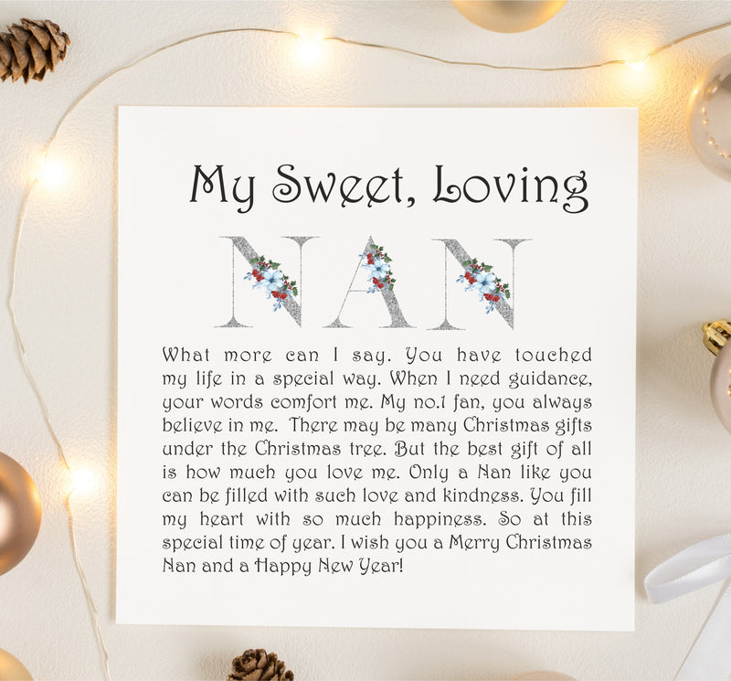 Nan at Christmas Personalised Poem Card PureEssenceGreetings