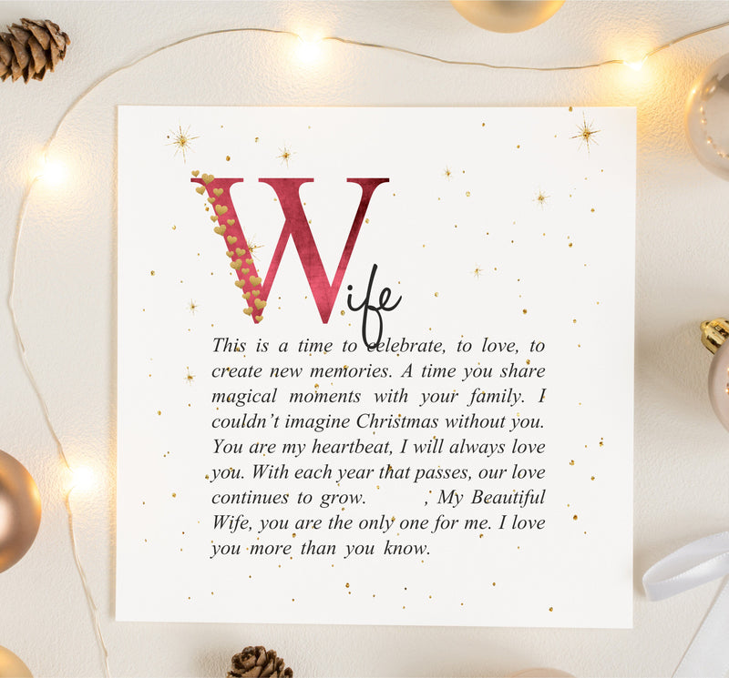 Wife Personalised Christmas Poem Card PureEssenceGreetings 