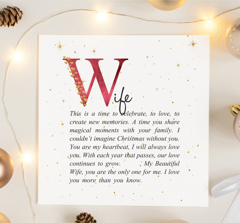 Wife Personalised Christmas Poem Card PureEssenceGreetings