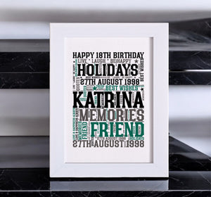 Word Art Birthday Personalised Card | Any Age PureEssenceGreetings