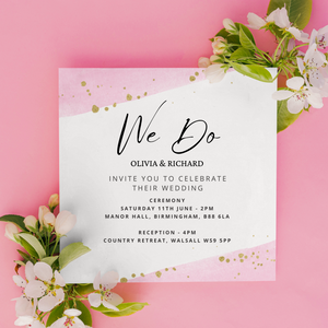 Personalised Wedding Invitation | Pink & Gold Design | Digital Download available Pure Essence Greetings