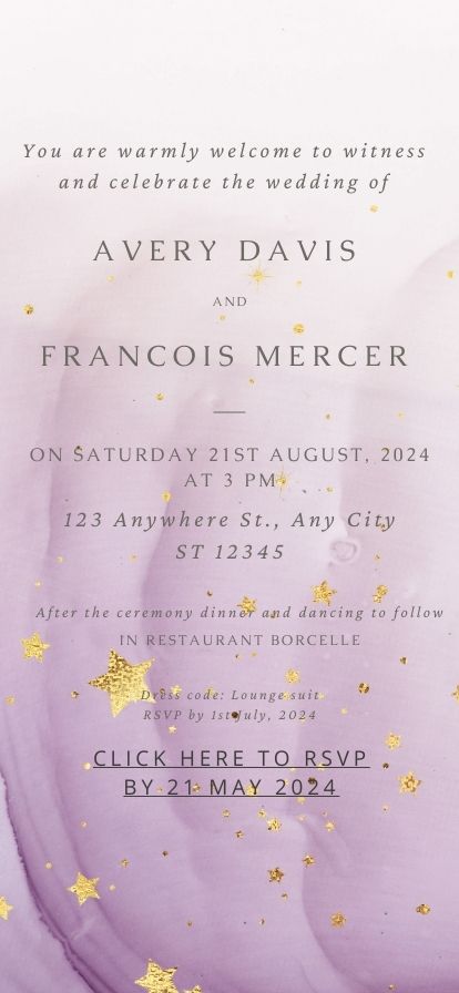 Personalised Wedding Invitation | Starry Design | Digital Download available Pure Essence Greetings