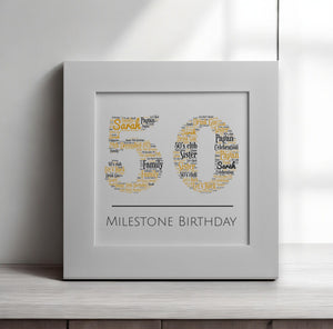 Birthday Age Personalised Word Art Card PureEssenceGreetings