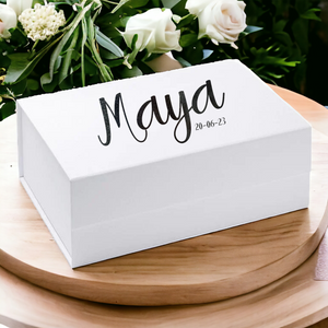 Personalised White Folding Magnetic Keepsake Gift Box PureEssenceGreetings