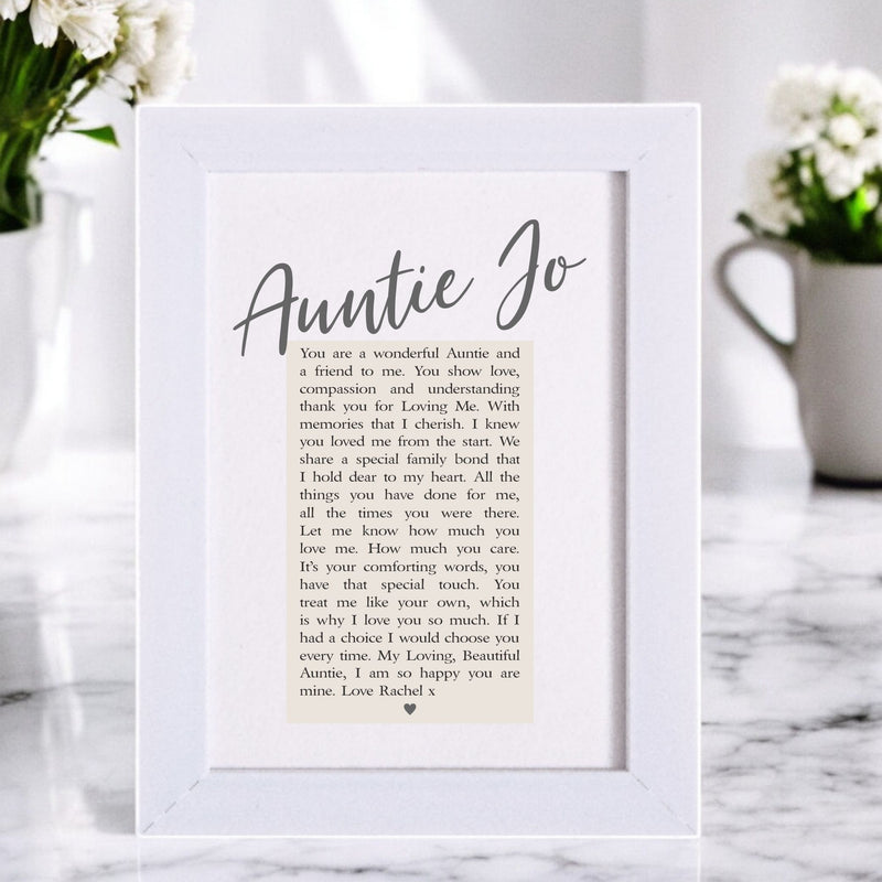 Auntie Personalised Framed Verse PureEssenceGreetings