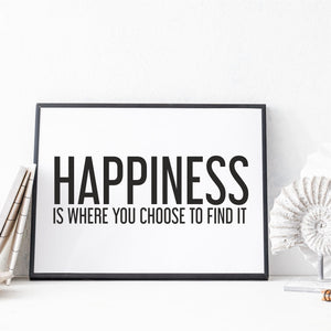 HAPPINESS Positive Quote Print | Framed | Unframed PureEssenceGreetings