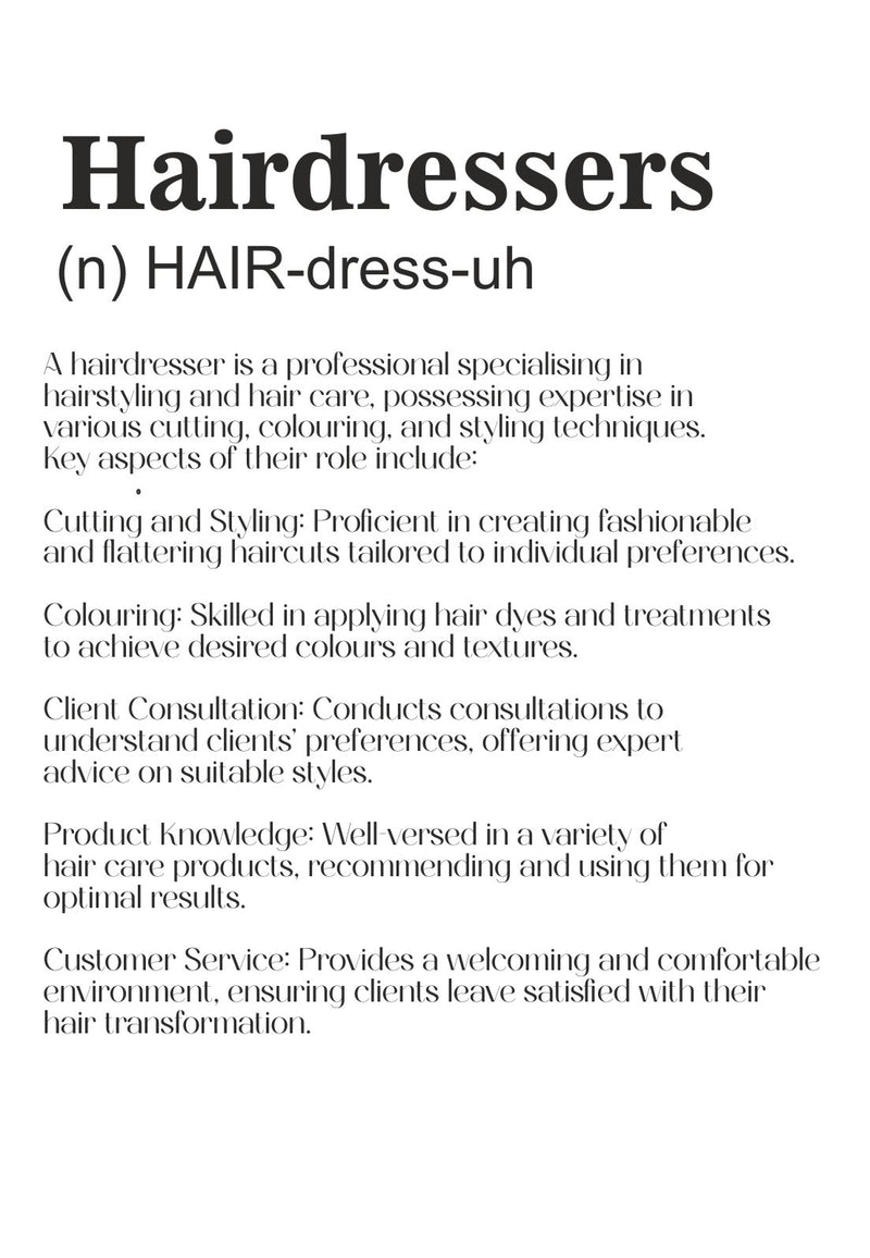 Hairdressers Customer Statement Print - Framed | Unframed PureEssenceGreetings