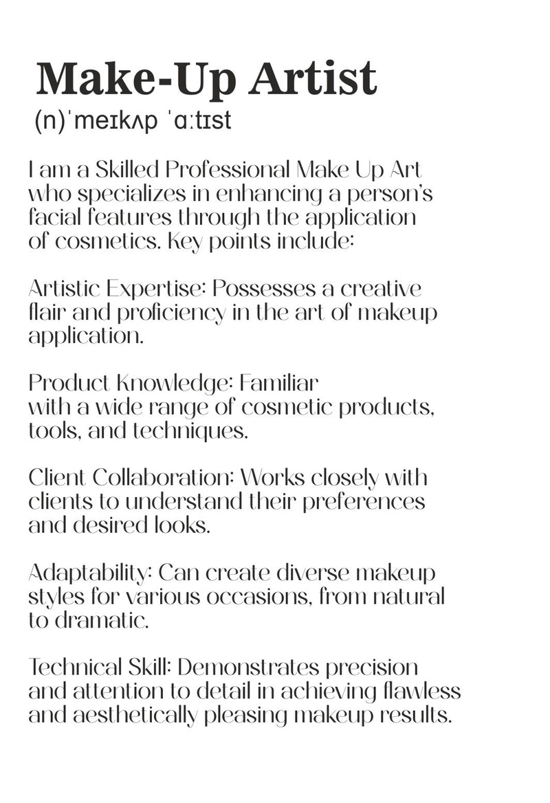 Make-up Art Definition Statement Print - Framed | Unframed PureEssenceGreetings
