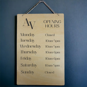Custom Opening Hours Shop Plaque PureEssenceGreetings