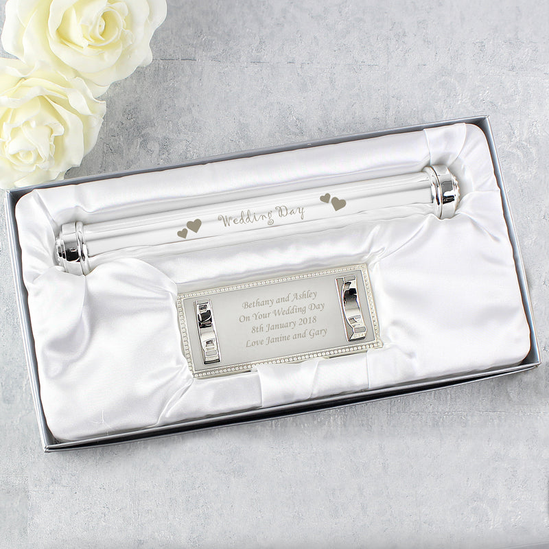 Personalised Wedding Day Silver Plated Certificate Holder PureEssenceGreetings