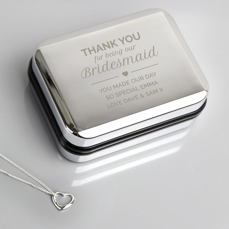 Personalised Bridesmaid Box and Heart Necklace Pure Essence Greetings