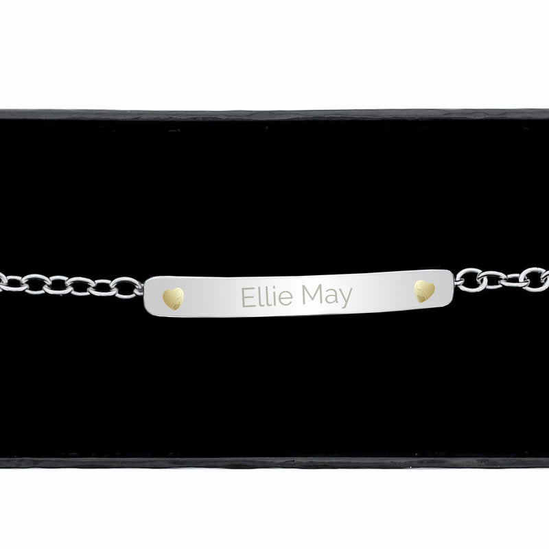 Personalised Sterling Silver and 9ct Gold Bar Bracelet PureEssenceGreetings