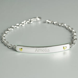 Personalised Sterling Silver and 9ct Gold Bar Bracelet PureEssenceGreetings